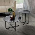 Coffee Table with Mirror and Marble-Effect Ceramic Top Made in Italy - Giusta