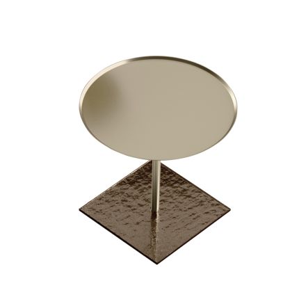 Coffee Table with Round Glass or Metal Top Made in Italy - Anakin Viadurini