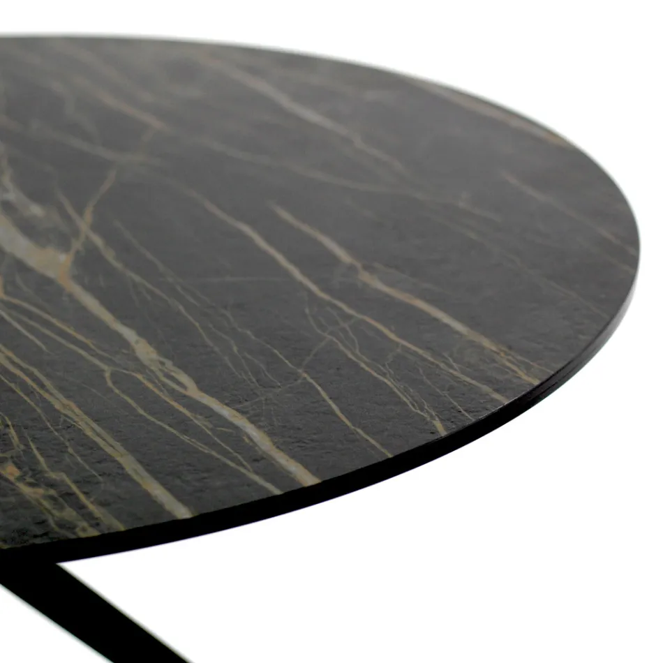 Coffee Table with Round Top Made in Stoneware Made in Italy - Siste Viadurini