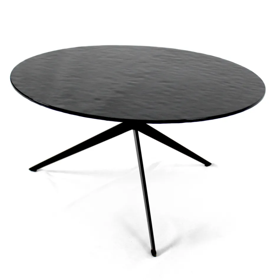 Coffee Table with Round Top Made in Glass Made in Italy - Siste Viadurini