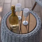 Garden Container Table in Teak and Rope Weaving - Arjuna Viadurini