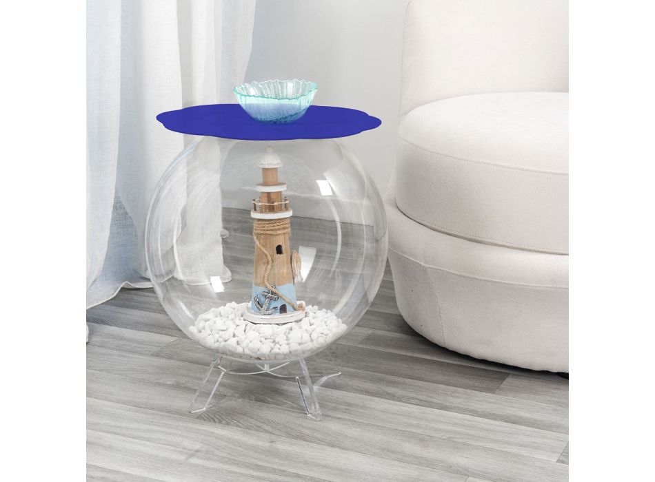 Biffy blue round coffee table / container, modern design made in Italy Viadurini
