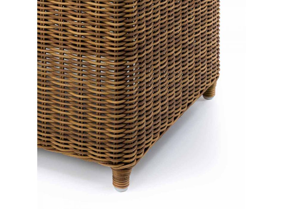 High Garden Side Table in Woven Synthetic Rattan - Yves Viadurini