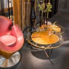 Modern high coffee table with glass top and Bigo wood 1 Viadurini
