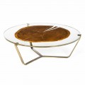 Modern coffee table Bigo, with glass and wooden top, made in Italy