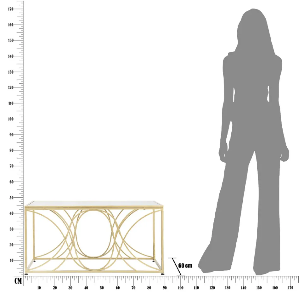 Coffee Table with Mirror Top and Iron Structure - Emilia Viadurini
