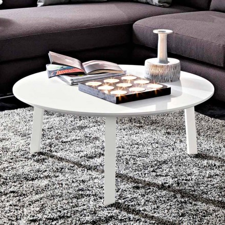 Coffee Table with Round Top in Lacquered Mdf Made in Italy - Tobiko Viadurini