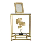 Golden Square Coffee Table in Iron, White Resin and Glass - Tokyo Viadurini