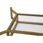 Golden Square Coffee Table in Iron, White Resin and Glass - Tokyo Viadurini