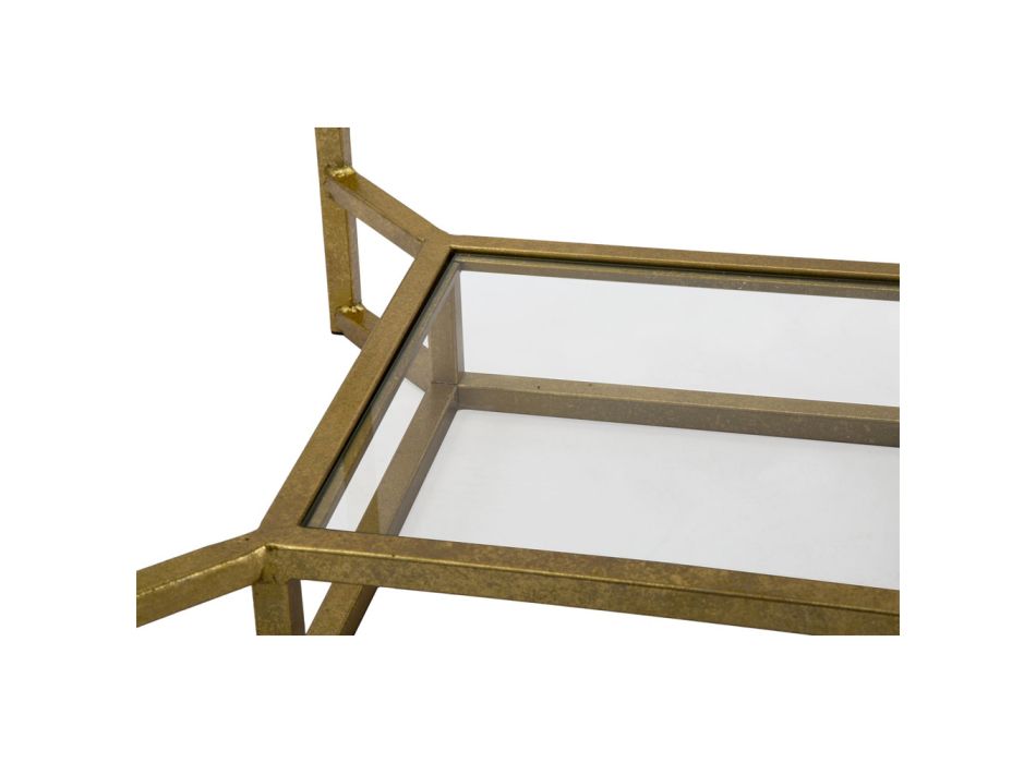Golden Square Coffee Table in Iron, White Resin and Glass - Tokyo Viadurini