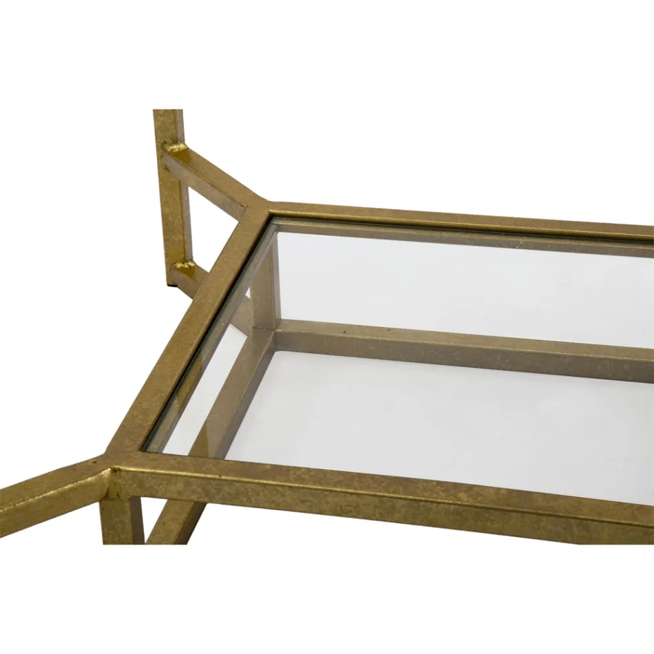 Golden Square Coffee Table in Iron, White Resin and Glass - Tokyo Viadurini