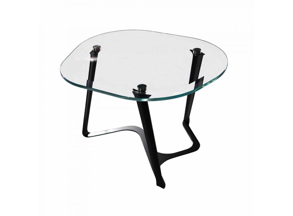 Handmade Coffee Table in Glass and Steel Made in Italy - Marbello Viadurini