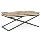 Coffee Table in Steel with Tray in Mango Wood Design - Cesira Viadurini