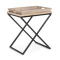 Coffee Table in Steel with Tray in Mango Wood Design - Cesira