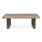 Homemotion Steel Coffee Table and Acacia Wood Top - Zalma Viadurini