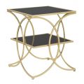 Golden Iron Coffee Table with 2 Black Glass Tops - Serpico