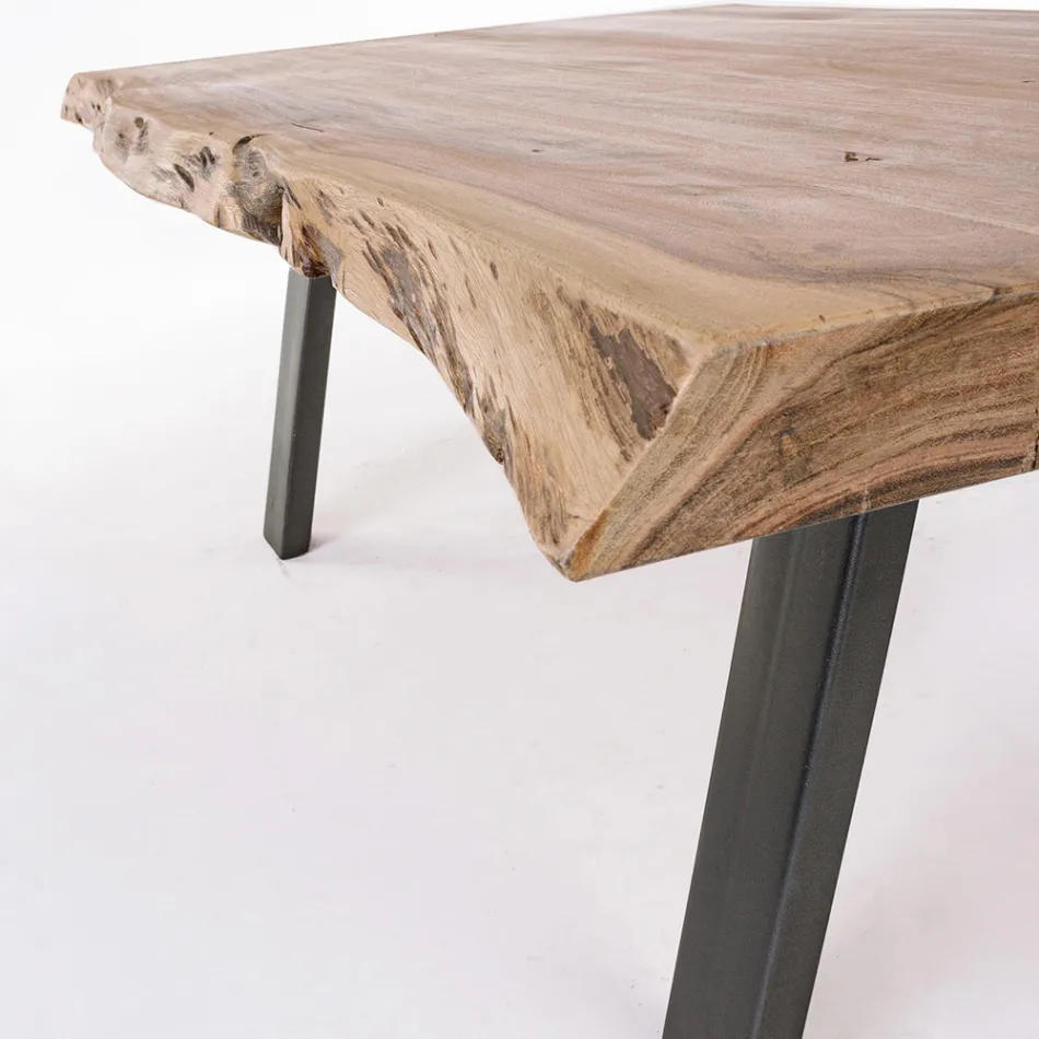 Coffee Table in Handmade Wood and Steel Homemotion - Tancredi Viadurini