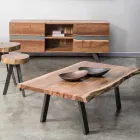 Coffee Table in Handmade Wood and Steel Homemotion - Tancredi Viadurini