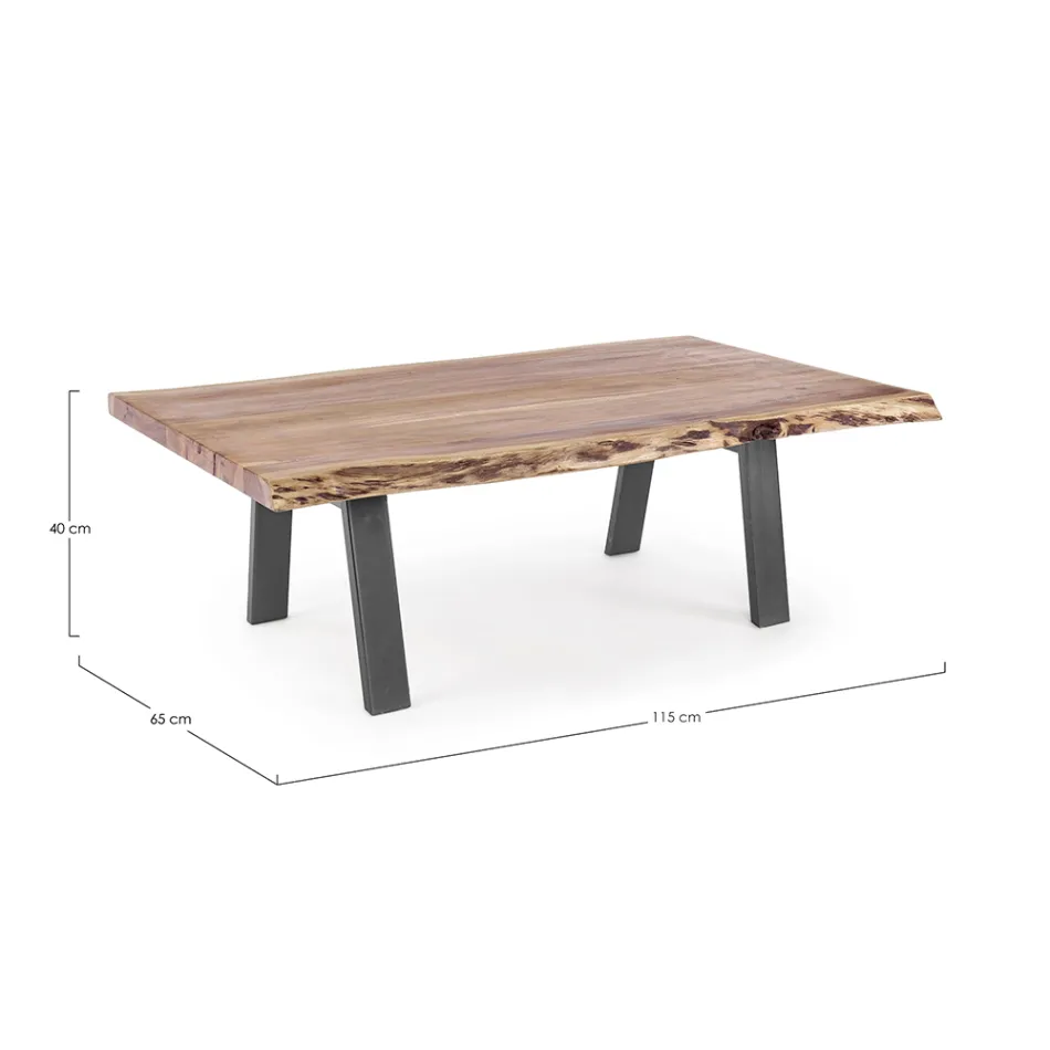 Coffee Table in Handmade Wood and Steel Homemotion - Tancredi Viadurini