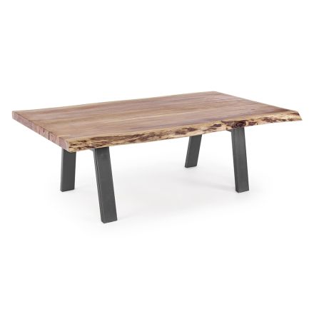 Coffee Table in Handmade Wood and Steel Homemotion - Tancredi Viadurini