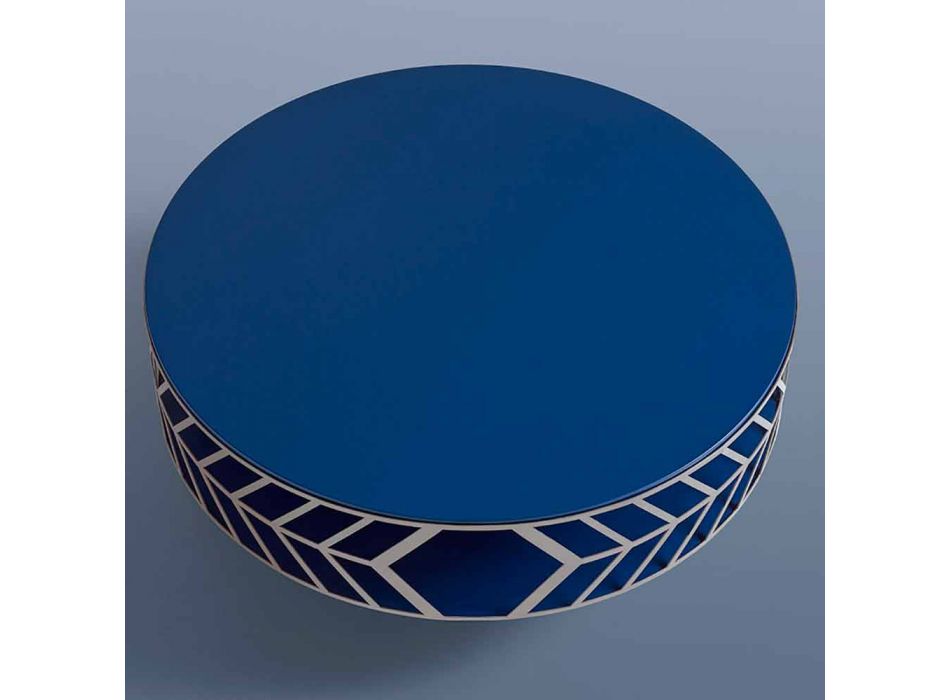 Modern Low Design Coffee Table Blue or Burgundy with Ring - Lok Viadurini