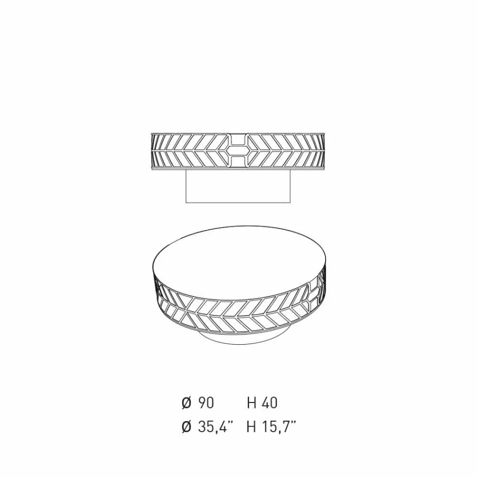 Modern Low Design Coffee Table Blue or Burgundy with Ring - Lok Viadurini