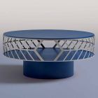 Modern Low Design Coffee Table Blue or Burgundy with Ring - Lok Viadurini