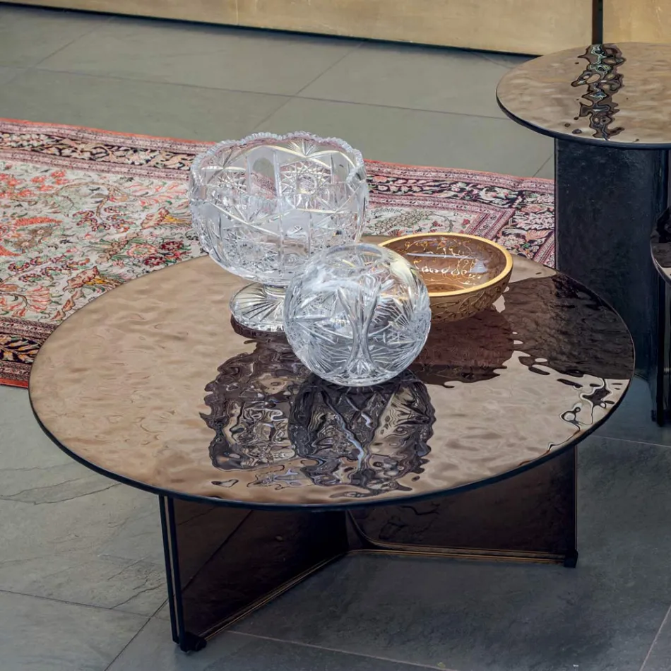 Round Glass Coffee Table for Living Room Design 3 Sizes - Imolao Viadurini