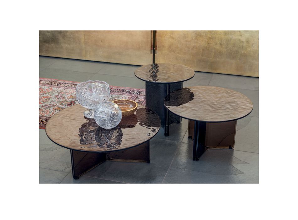 Round Glass Coffee Table for Living Room Design 3 Sizes - Imolao Viadurini