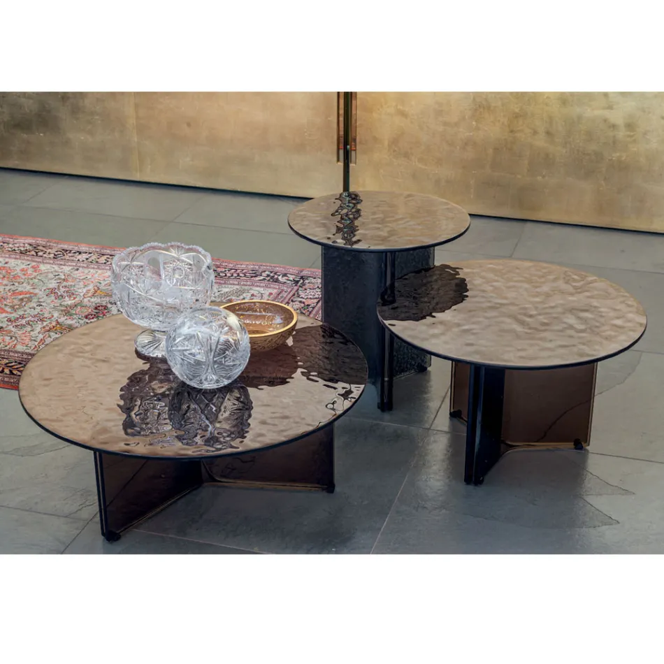 Round Glass Coffee Table for Living Room Design 3 Sizes - Imolao Viadurini