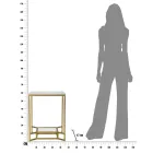 Square Coffee Table in Golden Iron, White Resin and Glass - Tokyo Viadurini