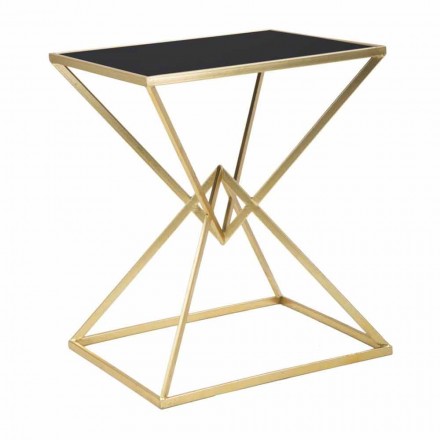 Rectangular Design Coffee Table in Iron and Glass - Rosie Viadurini