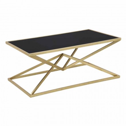Modern Design Rectangular Coffee Table in Iron and Glass - Maggie Viadurini