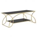 Gold Rectangular Coffee Table in Iron with Glass Top - Symbol