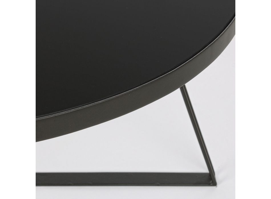 Round Coffee Table in Black Steel and Glass Top 2 Sizes - Zanzino Viadurini