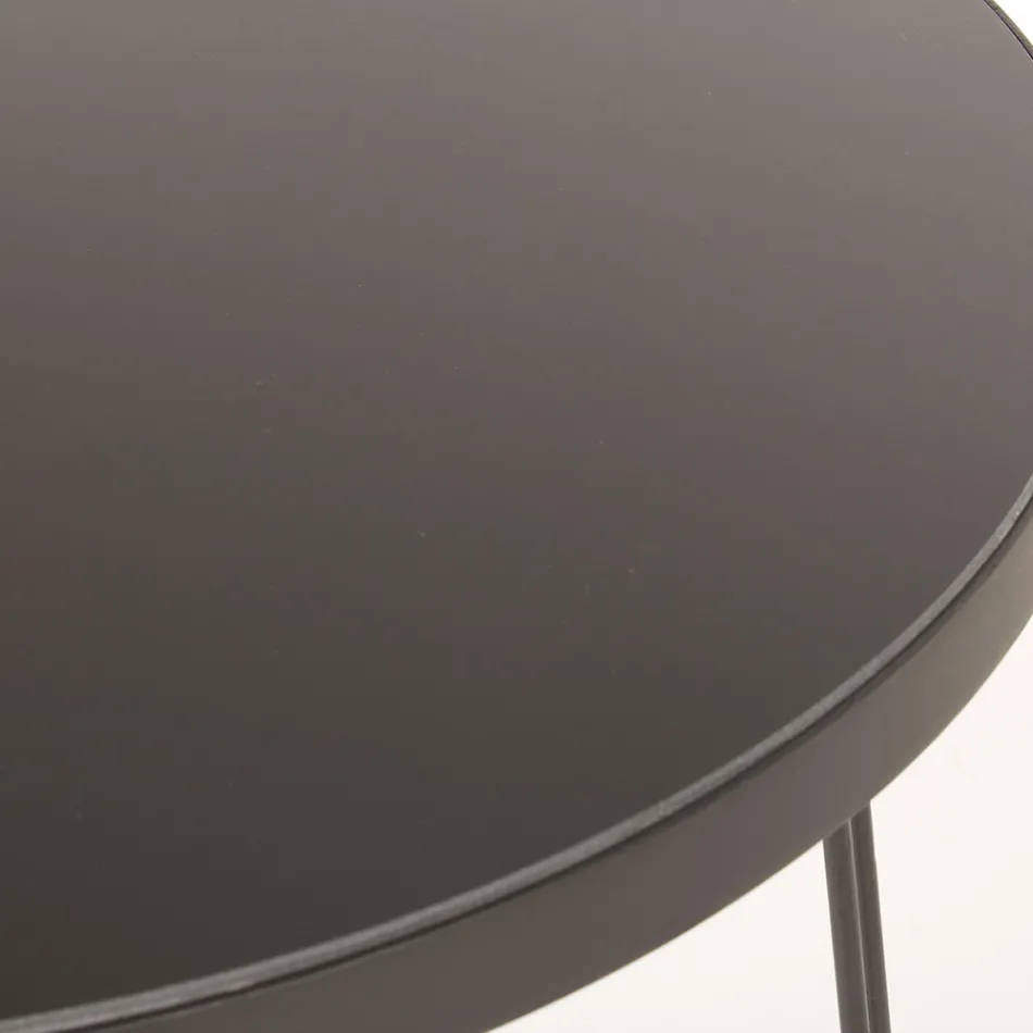 Round Coffee Table in Black Steel and Glass Top 2 Sizes - Zanzino Viadurini