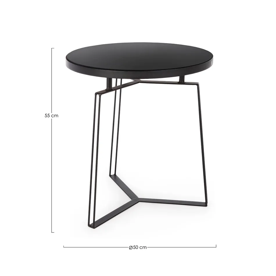 Round Coffee Table in Black Steel and Glass Top 2 Sizes - Zanzino Viadurini