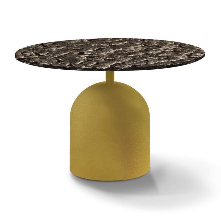 Round Coffee Table in Forged Crystal and Metal Made in Italy - Livigno Viadurini