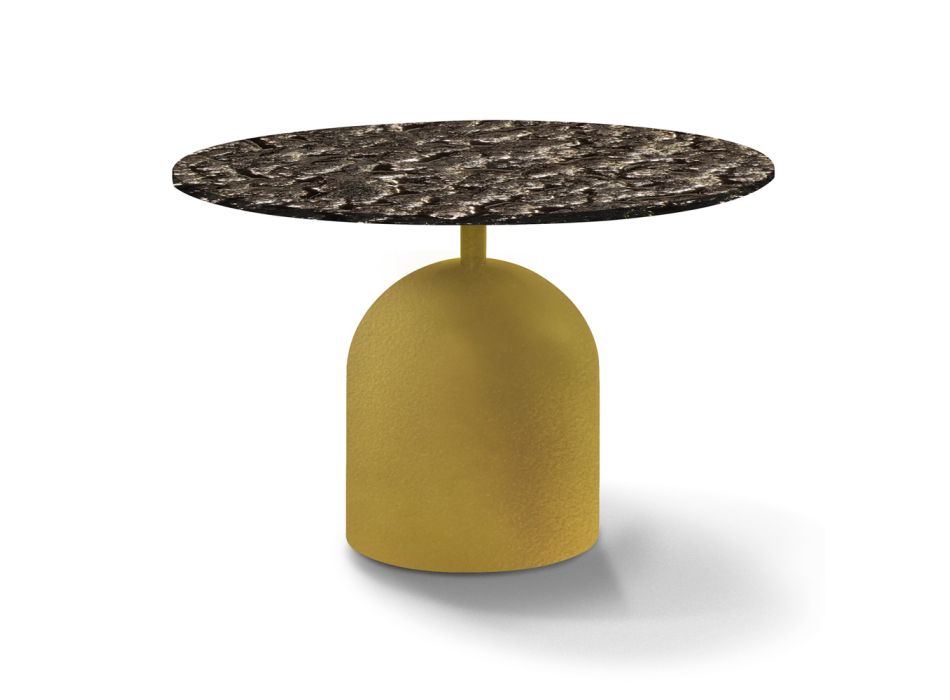 Round Coffee Table in Forged Crystal and Metal Made in Italy - Livigno Viadurini