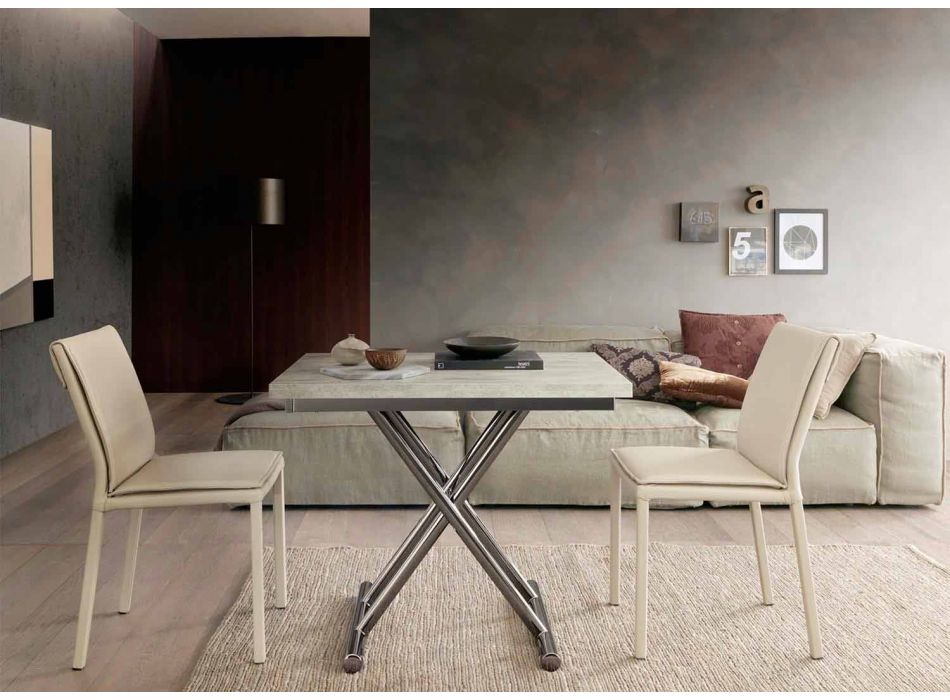 Modern Transformable Coffee Table in Wood and Metal Made in Italy - Gabri Viadurini