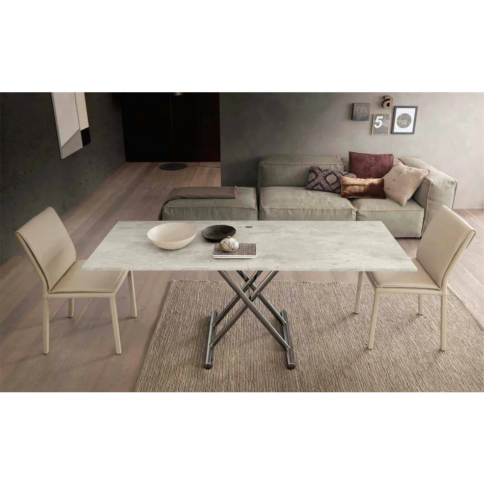 Modern Transformable Coffee Table in Wood and Metal Made in Italy - Gabri Viadurini