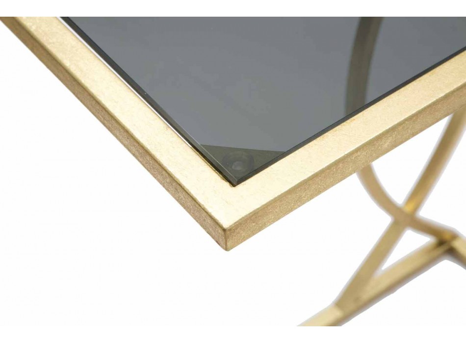 Modern Design Rectangular Sofa Table in Iron and Glass - Herbie Viadurini