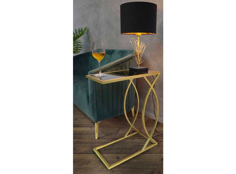 Modern Design Rectangular Sofa Table in Iron and Glass - Herbie Viadurini