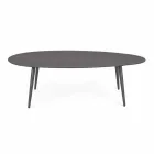 Outdoor Coffee Table with Oval Top in Painted Aluminum - Beyl Viadurini