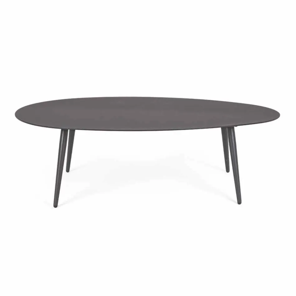 Outdoor Coffee Table with Oval Top in Painted Aluminum - Beyl Viadurini