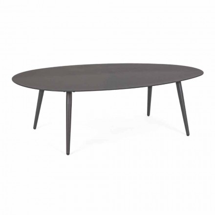Outdoor Coffee Table with Oval Top in Painted Aluminum - Beyl Viadurini