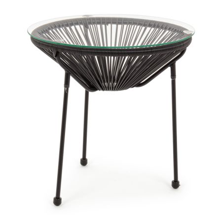 Outdoor Steel Coffee Table with Designer Glass Top - Spumolizia Viadurini