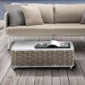Outdoor Coffee Table in Aluminum and Hand Woven Fabric - Reda