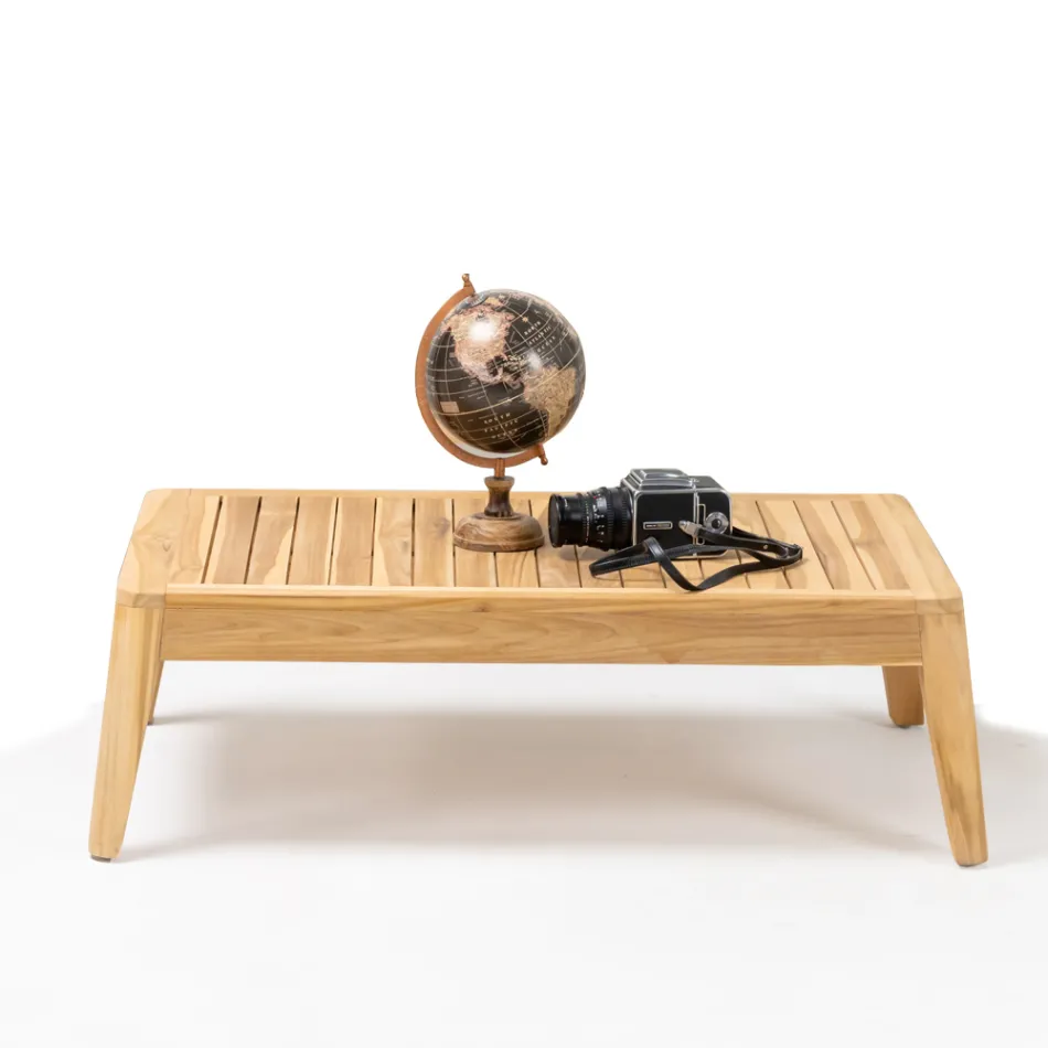 Natural Teak Wood Outdoor Coffee Table - Jhon Viadurini
