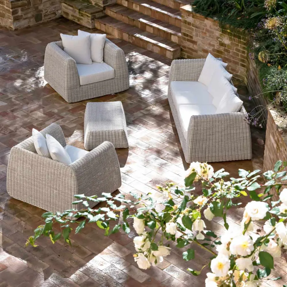 Outdoor Coffee Table in Hand Woven Polyrattan - Charlie Viadurini